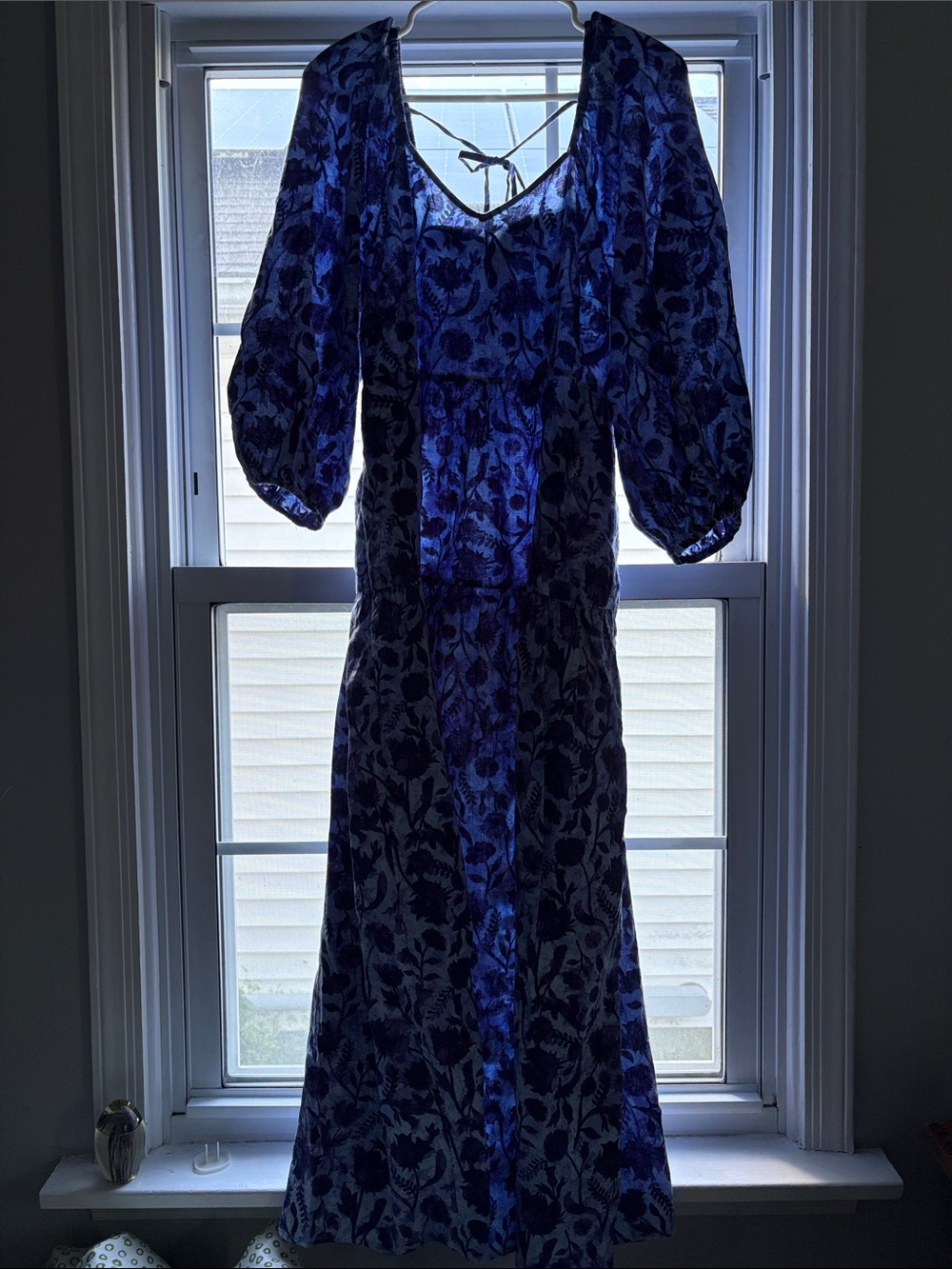 Universal Thread Blue Floral Maxi Dress with Puff 3/4 length Sleeves - Picture 14 of 14